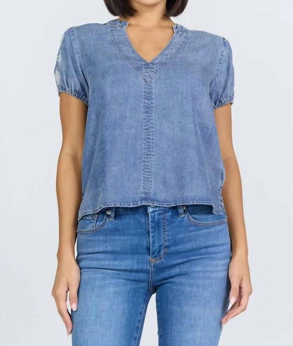 NEW DEAR JOHN DENIM chaya denim top in blue steel